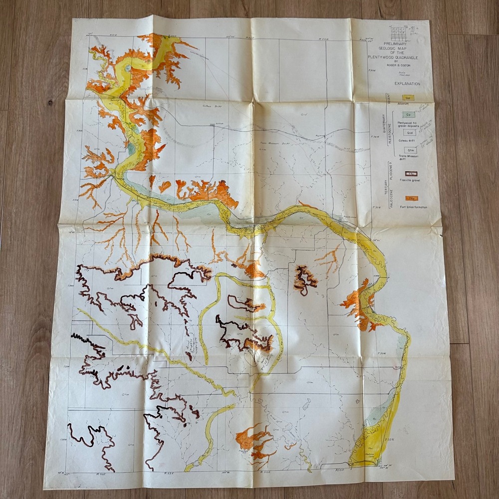 Vintage Plentywood Quadrangle Geologic Map Roger B Colton Montana 1940's